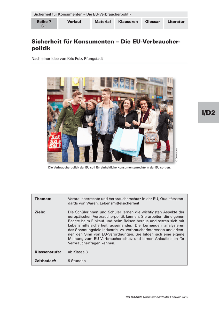 Sicherheit für Konsumenten