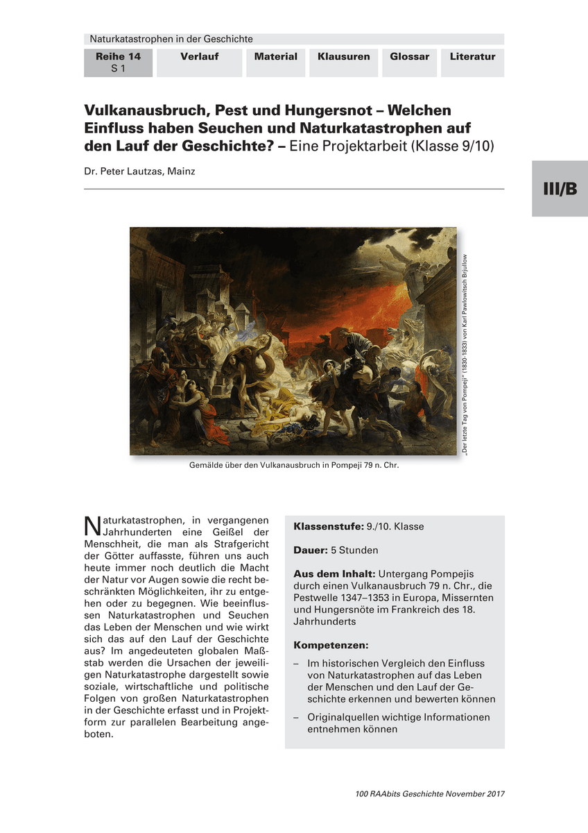 Vulkanausbruch, Pest und Hungersnot