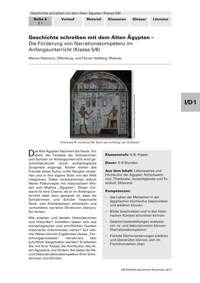 Geschichte schreiben mit dem Alten Ägypten