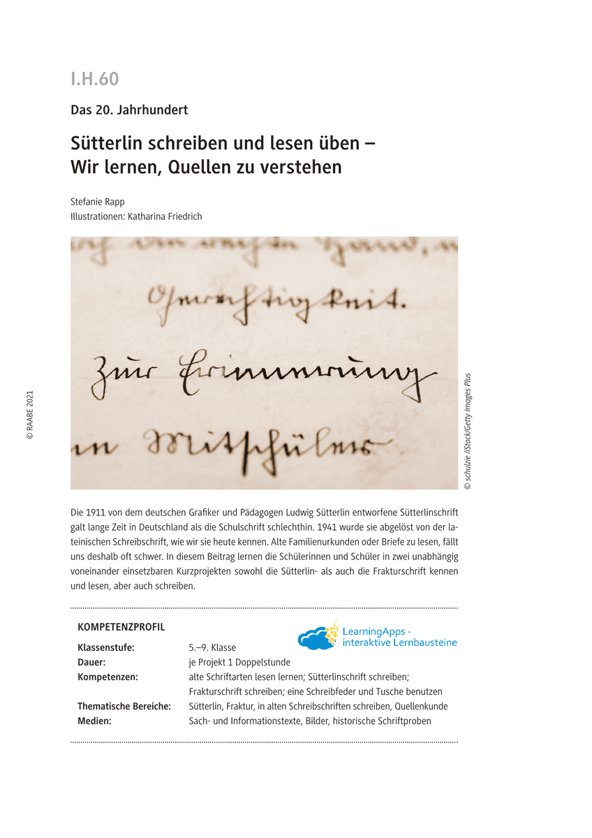Sütterlin schreiben und lesen üben