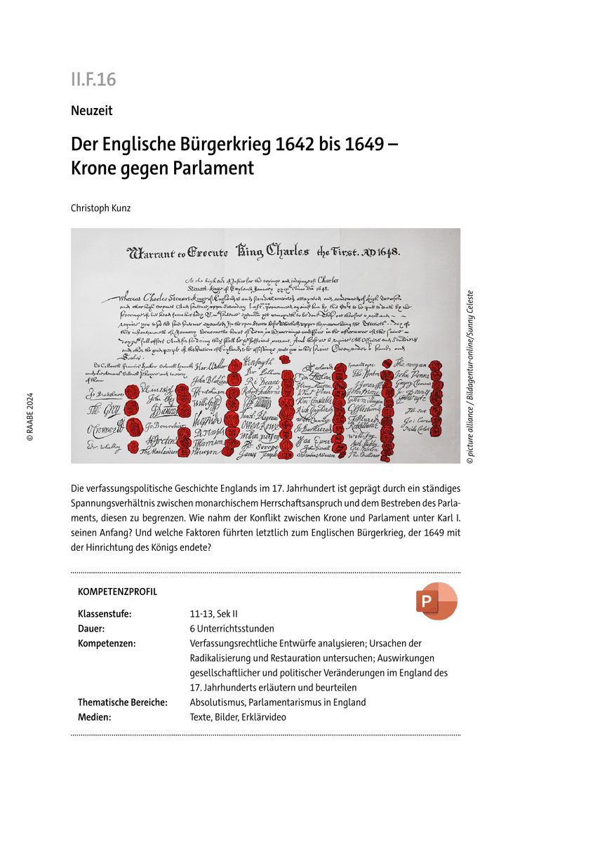Der Englische Bürgerkrieg 1642 bis 1649