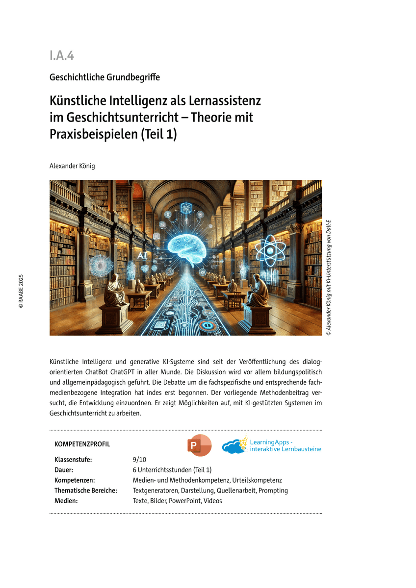 Künstliche Intelligenz als Lernassistenz im Geschichtsunterricht