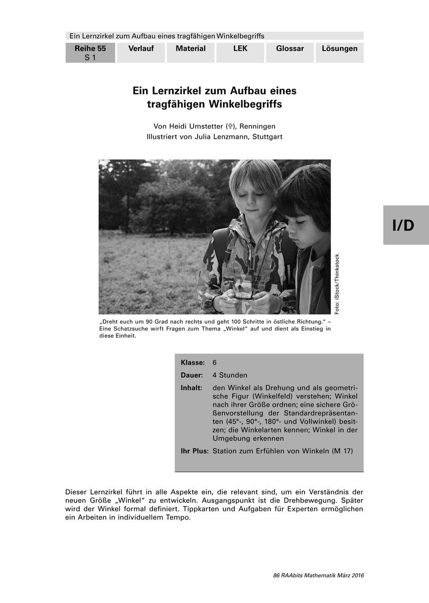 Ein Lernzirkel zum Aufbau eines tragfähigen Winkelbegriffs