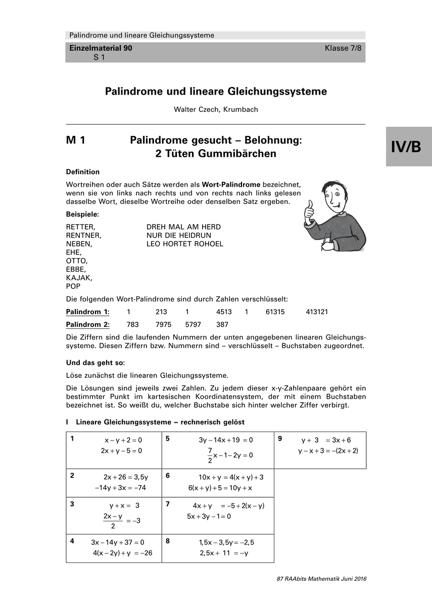 Palindrome und lineare Gleichungssysteme