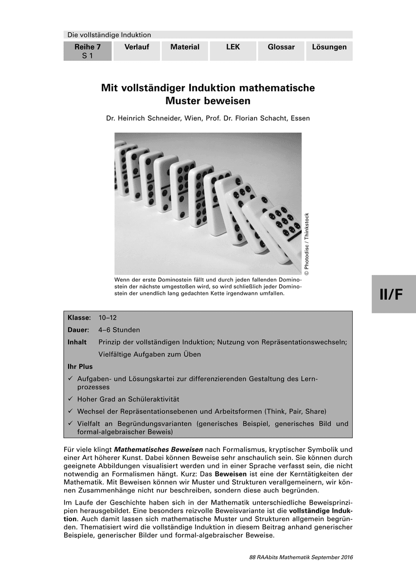 Mit vollständiger Induktion mathematische Muster beweisen