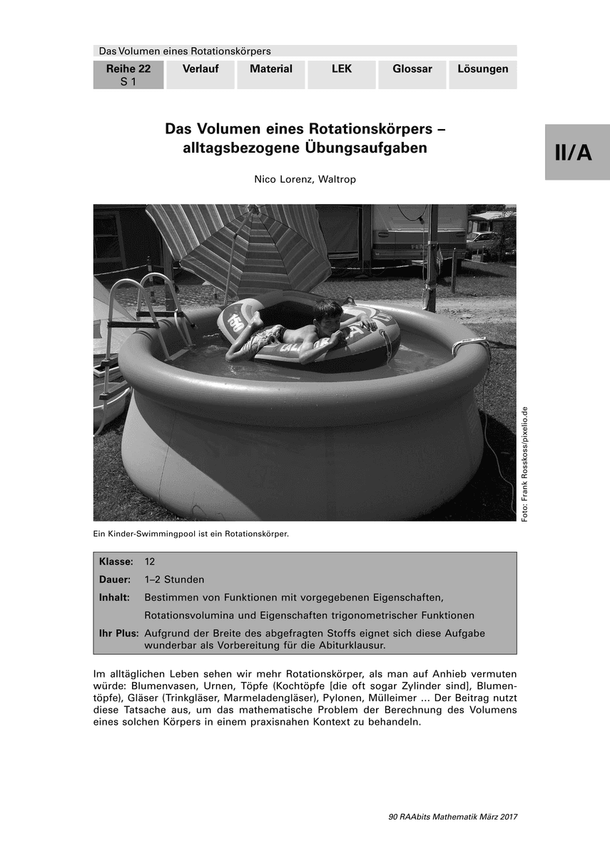 Das Volumen eines Rotationskörpers