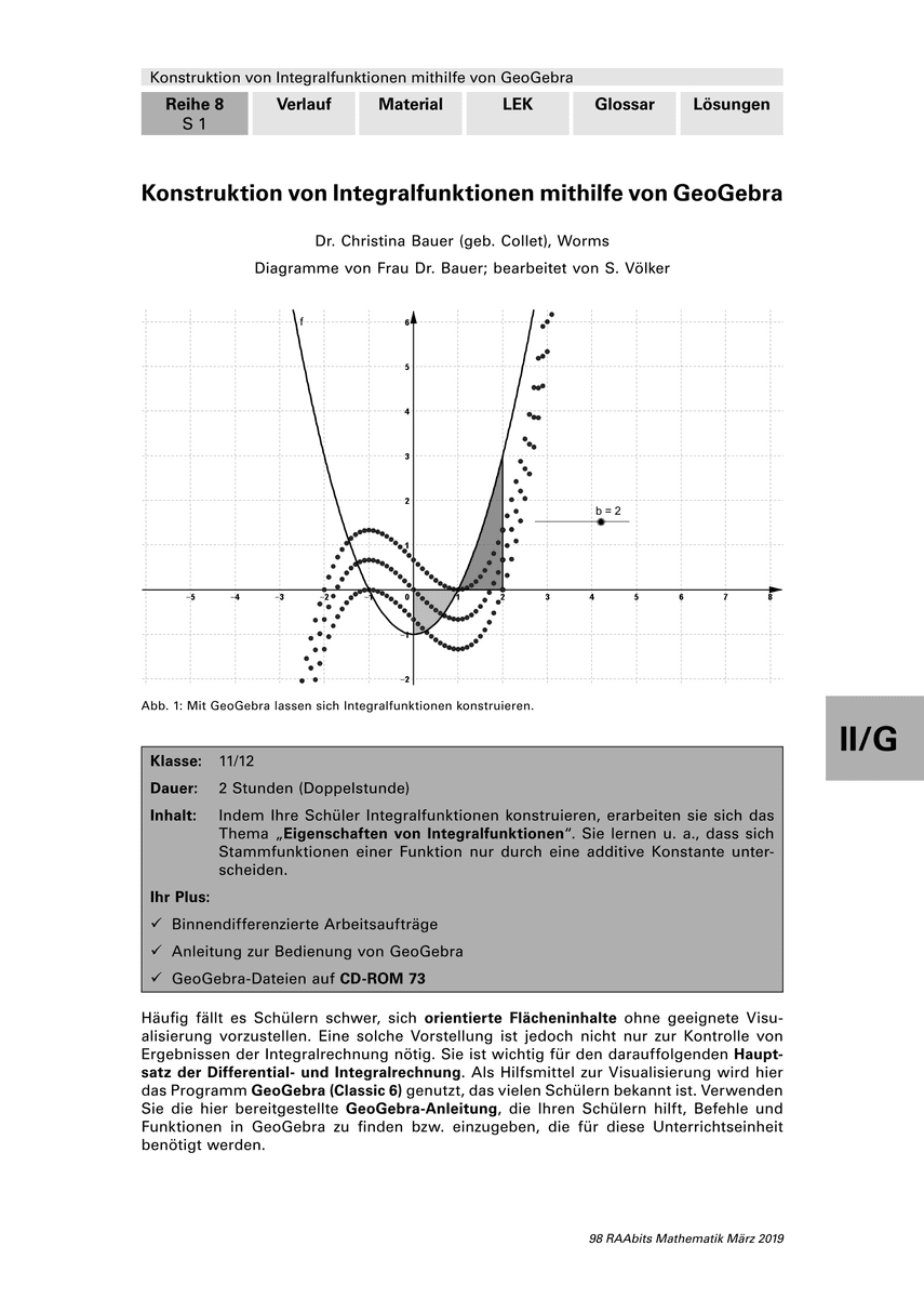 Konstruktion von Integralfunktionen mithilfe von GeoGebra