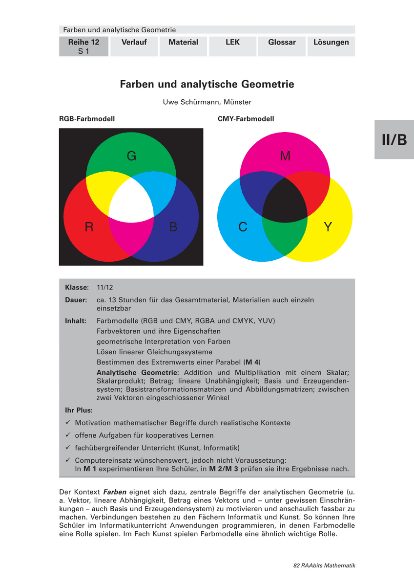 Farben und analytische Geometrie