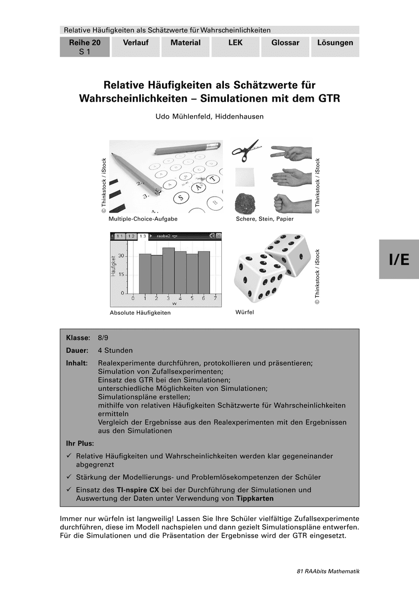 Relative Häufigkeiten als Schätzwerte für Wahrscheinlichkeiten