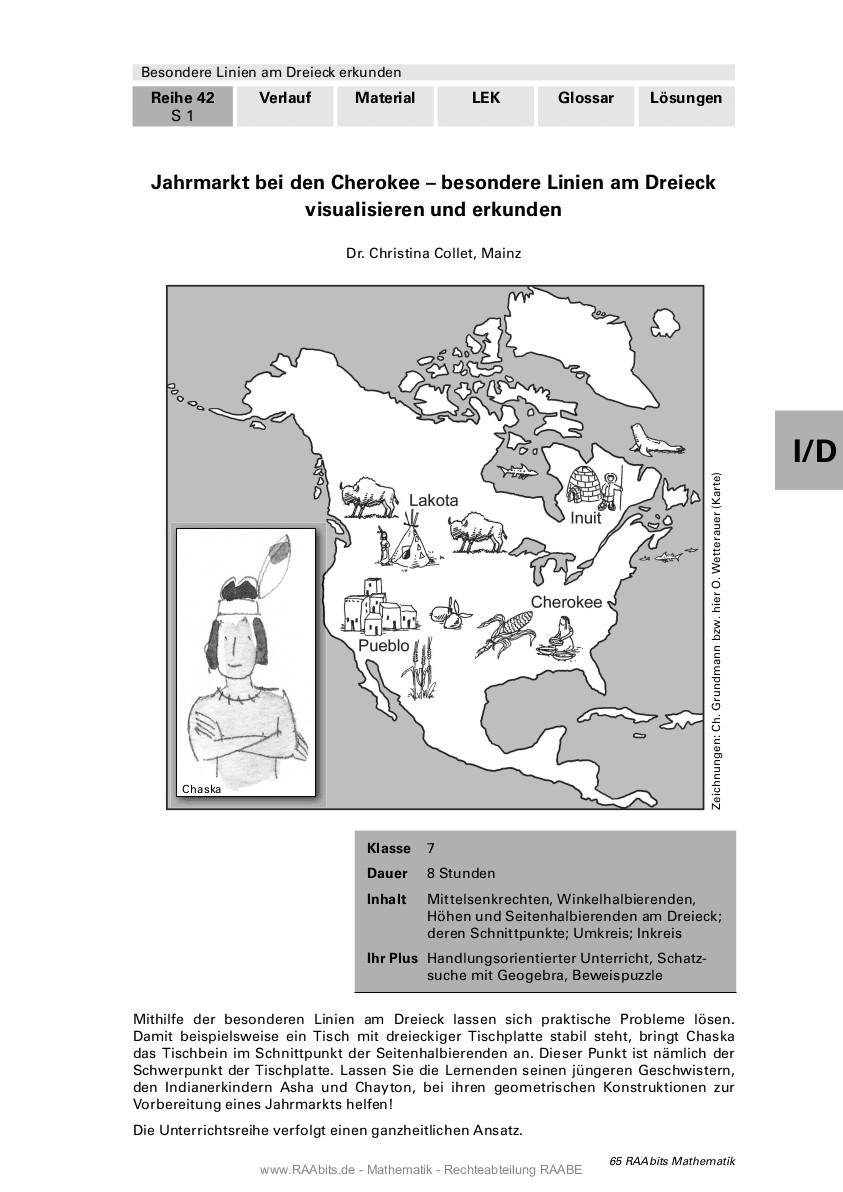 Jahrmarkt bei den Cherokee - besondere Linien am Dreieck visualisieren und erkunden