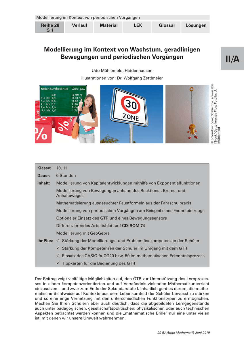 Modellierung im Kontext von Wachstum, geradlinigen Bewegungen und periodischen Vorgängen