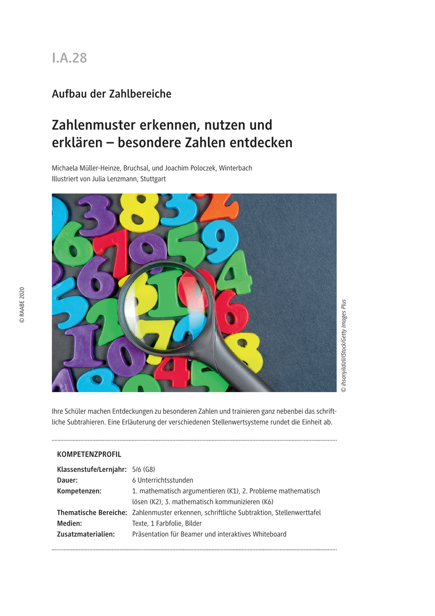 Zahlenmuster erkennen, nutzen und erklären