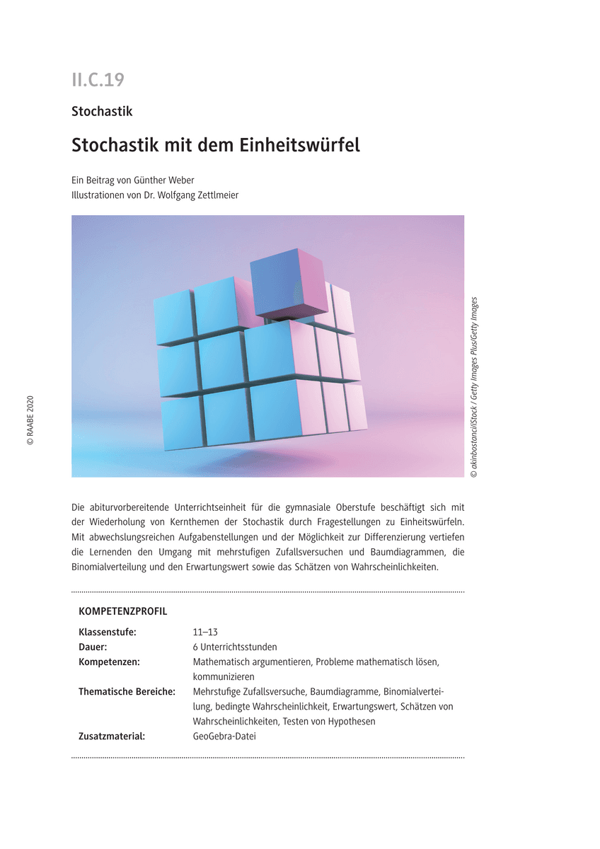 Stochastik mit dem Einheitswürfel