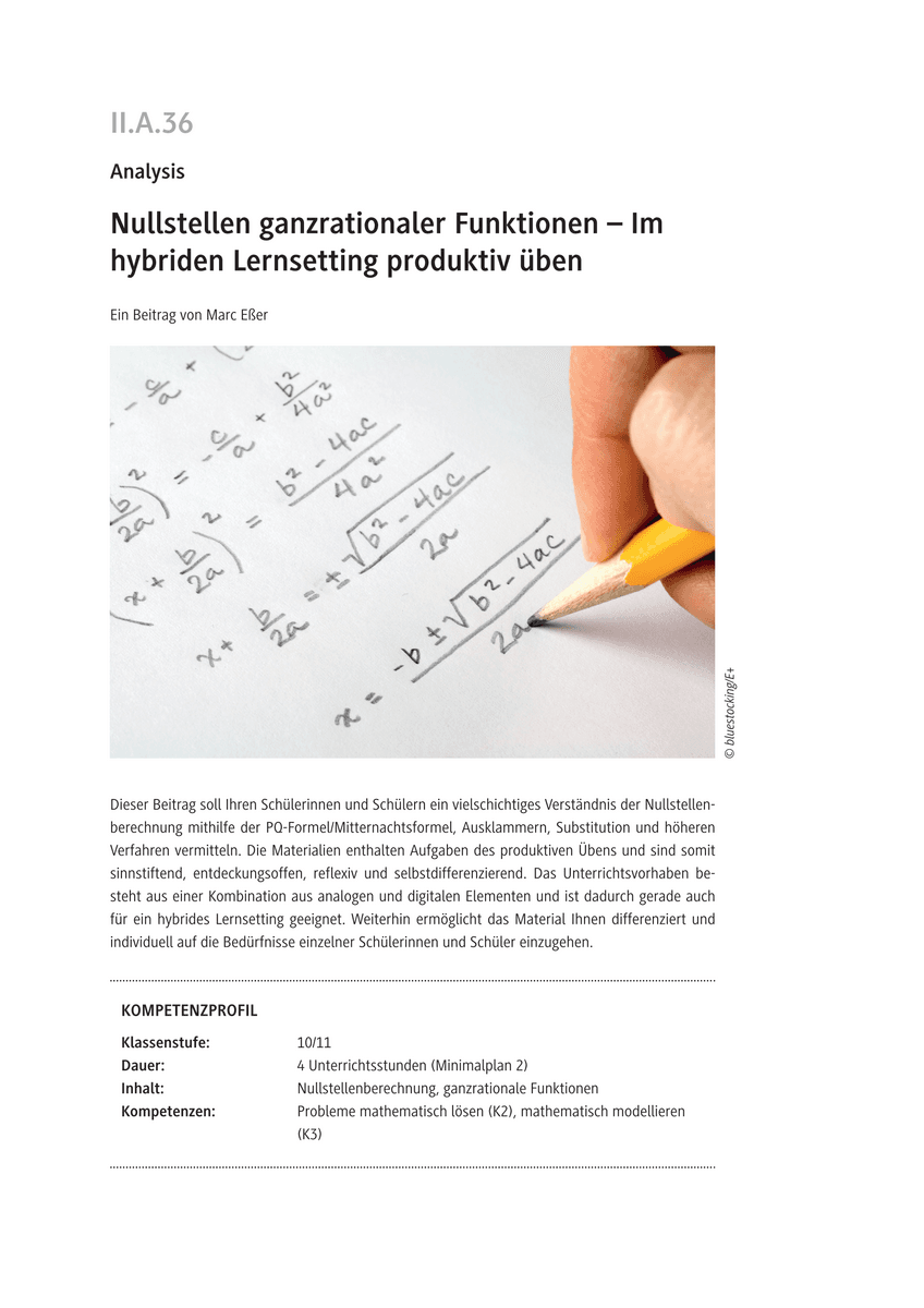 Nullstellen ganzrationaler Funktionen