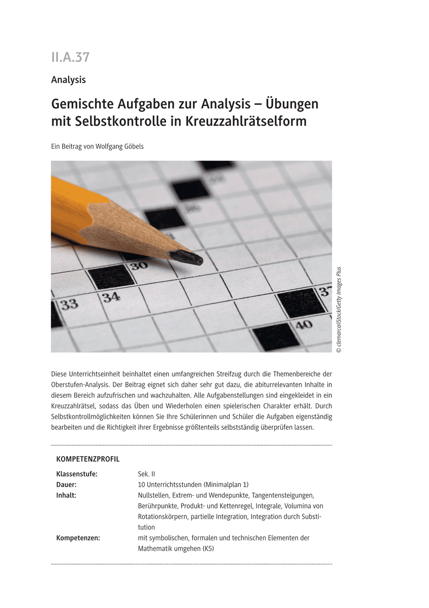 Gemischte Aufgaben zur Analysis