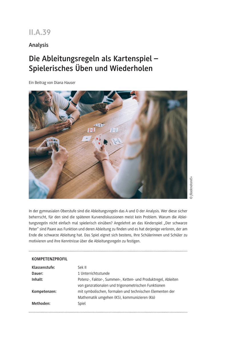 Die Ableitungsregeln als Kartenspiel