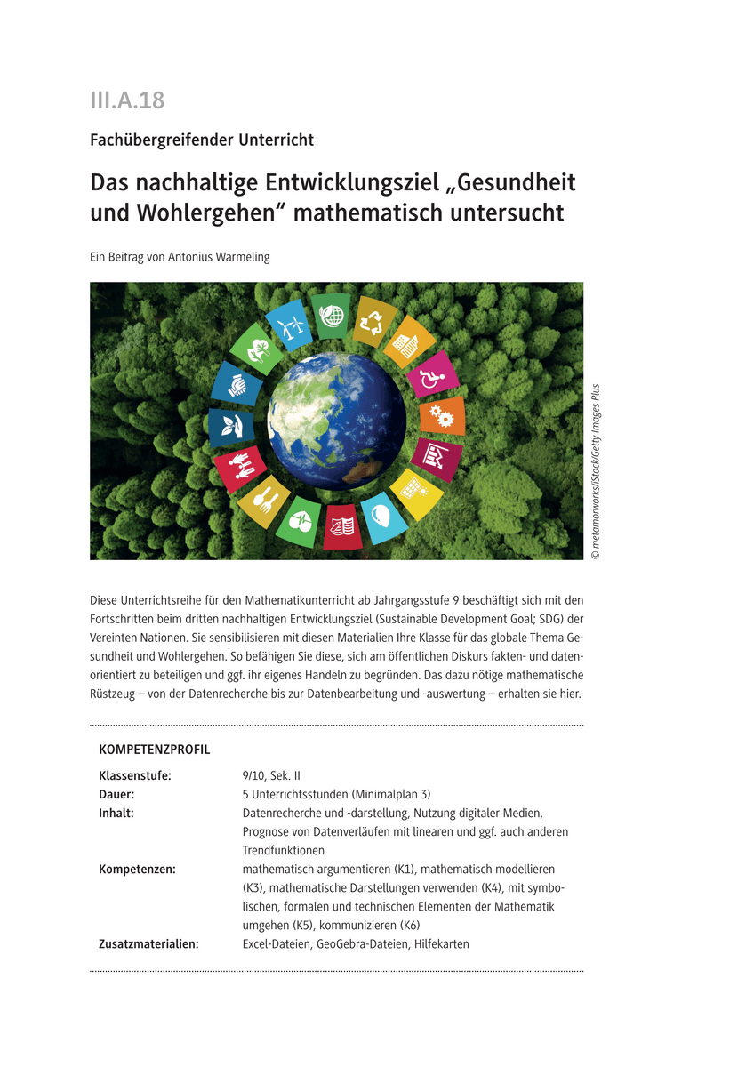 Das nachhaltige Entwicklungsziel „Gesundheit und Wohlergehen“ mathematisch untersucht