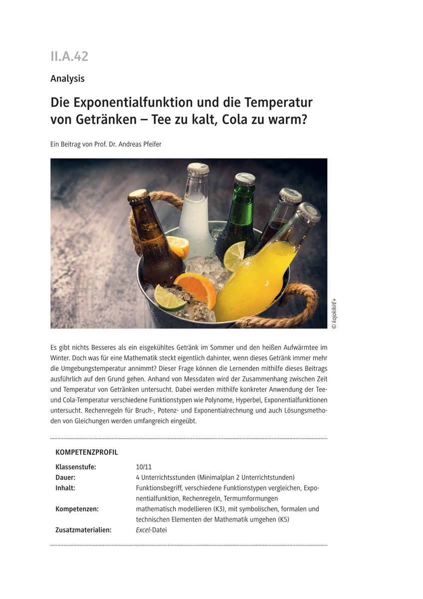 Die Exponentialfunktion und die Temperatur von Getränken