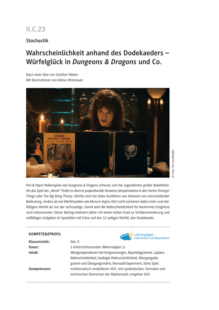 Wahrscheinlichkeit anhand des Dodekaeders