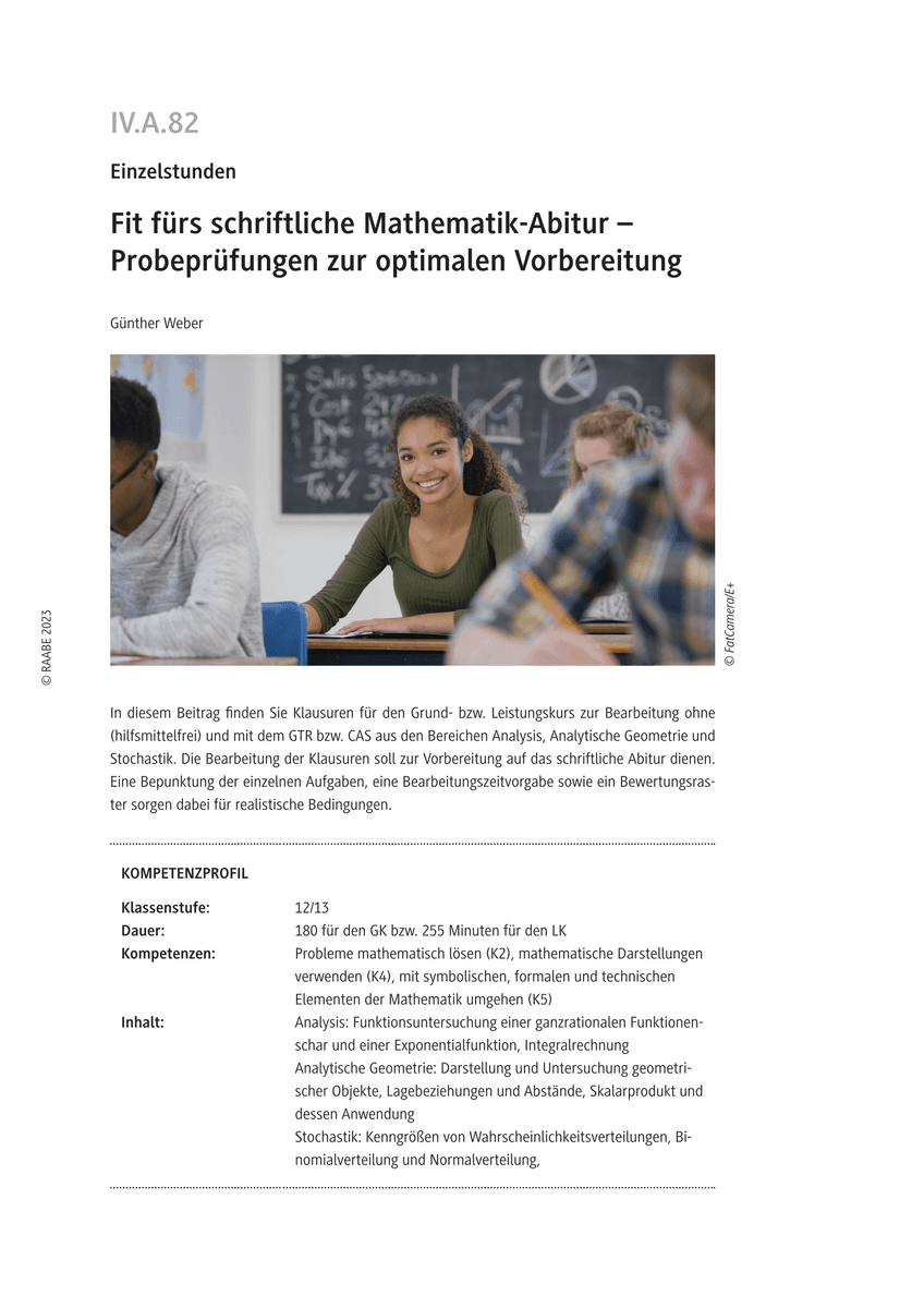 Fit fürs schriftliche Mathematik-Abitur