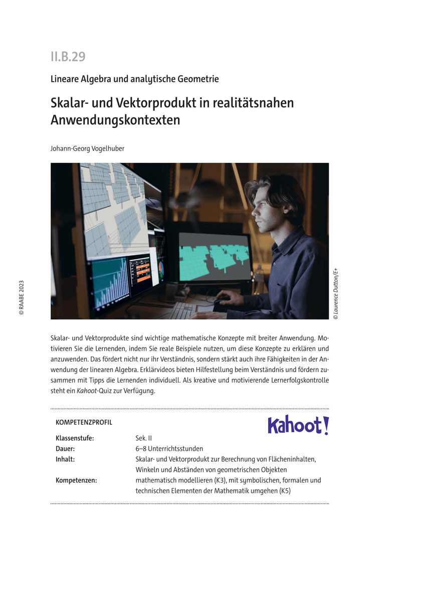 Skalar- und Vektorprodukt in realitätsnahen Anwendungskontexten