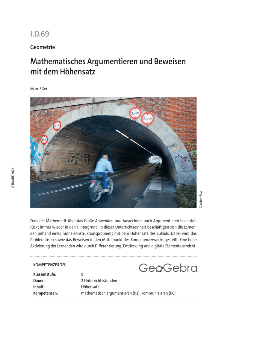 Mathematisches Argumentieren und Beweisen mit dem Höhensatz