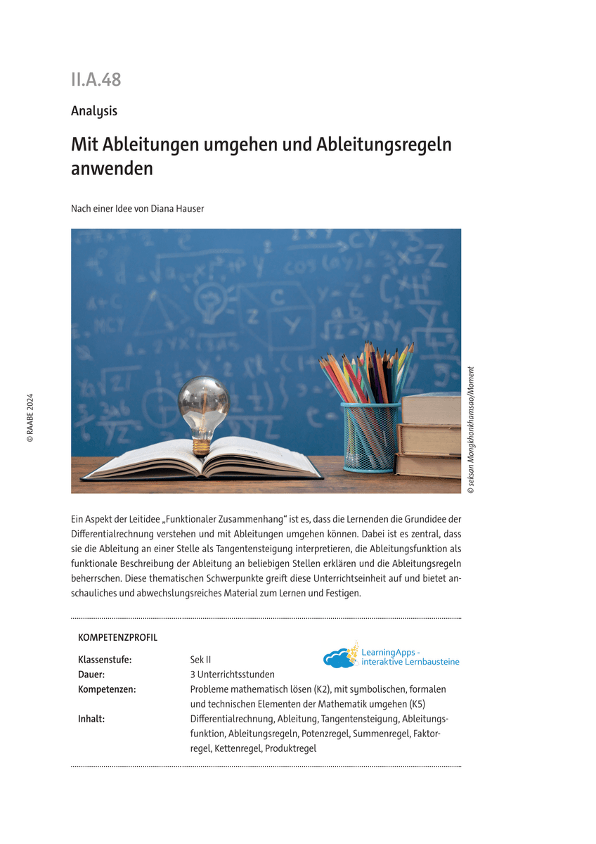 Mit Ableitungen umgehen und Ableitungsregeln anwenden