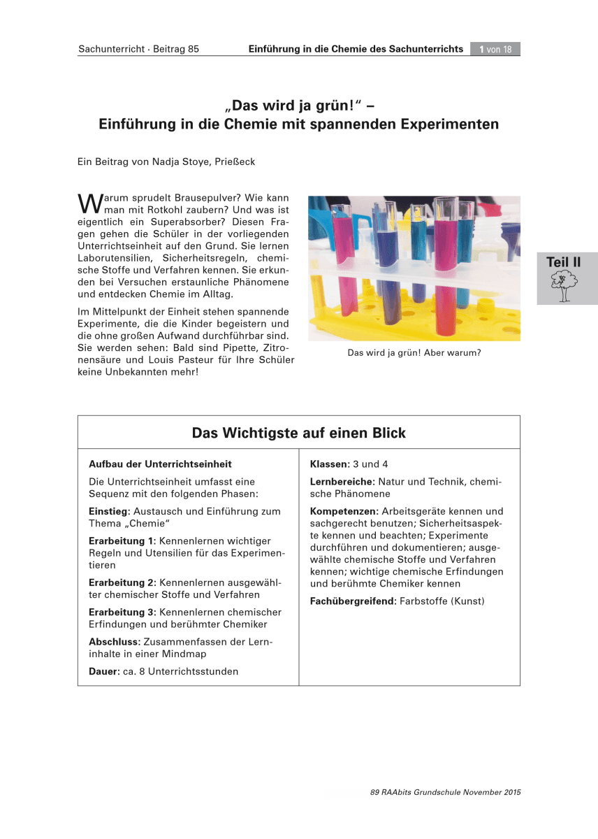 Einführung in die Chemie mit Experimenten