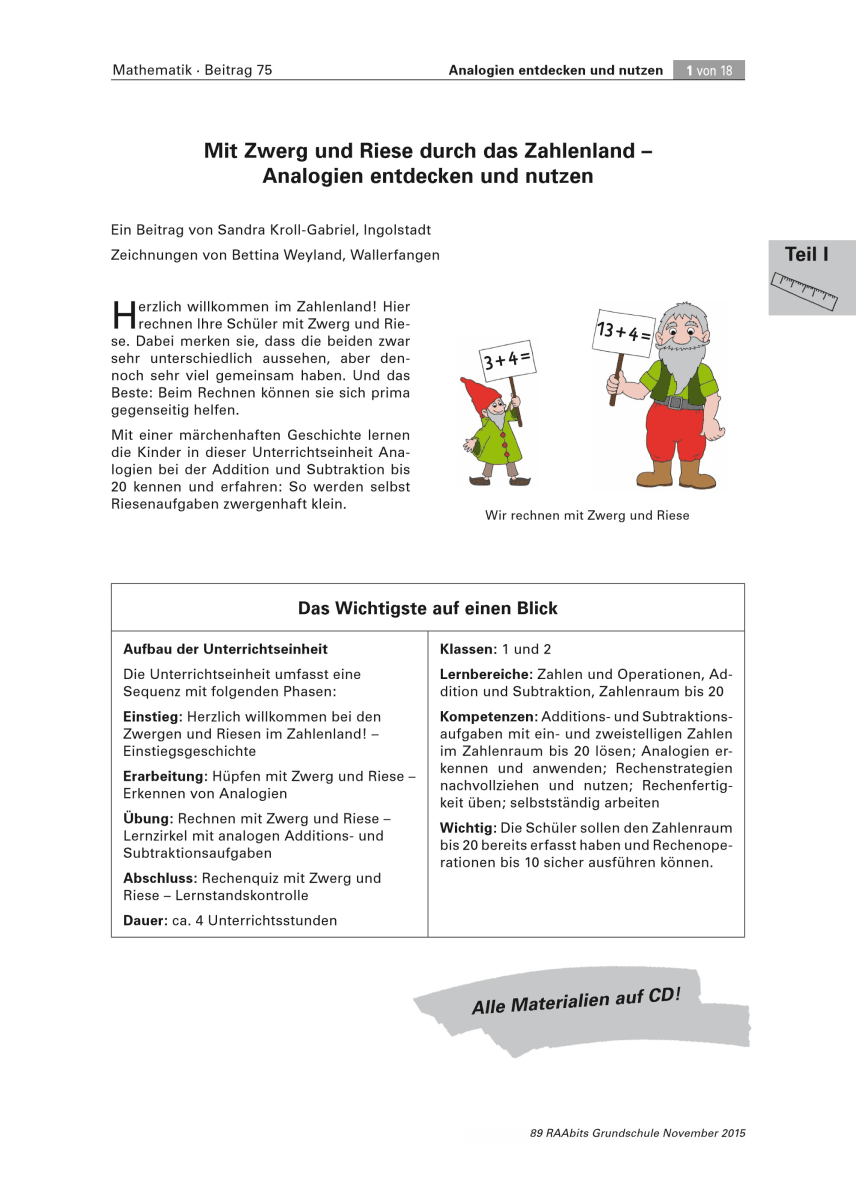 Mit Zwerg und Riese Analogien entdecken