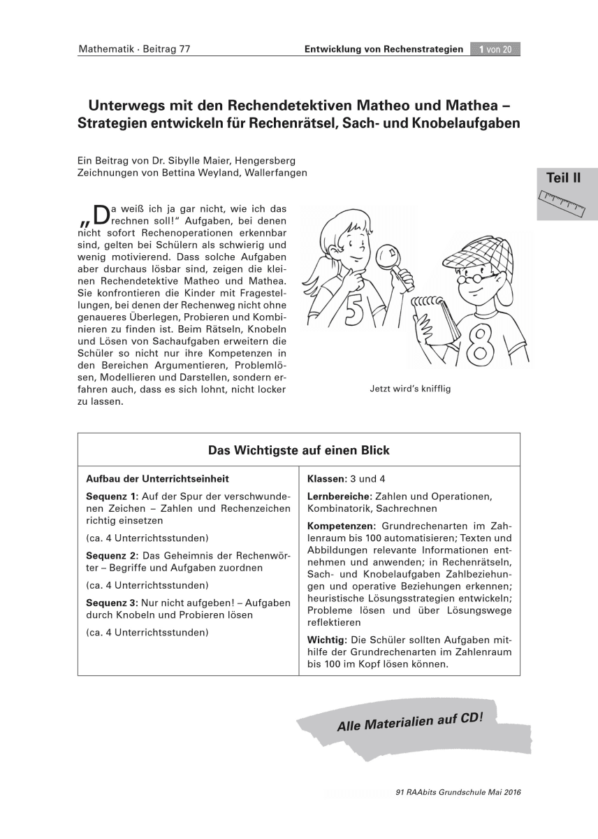 Rechenrätsel, Sach- und Knobelaufgaben