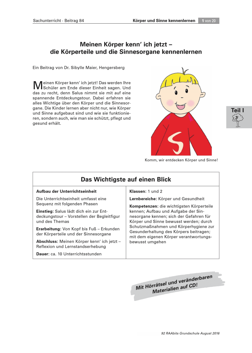 Körperteile und Sinnesorgane kennenlernen