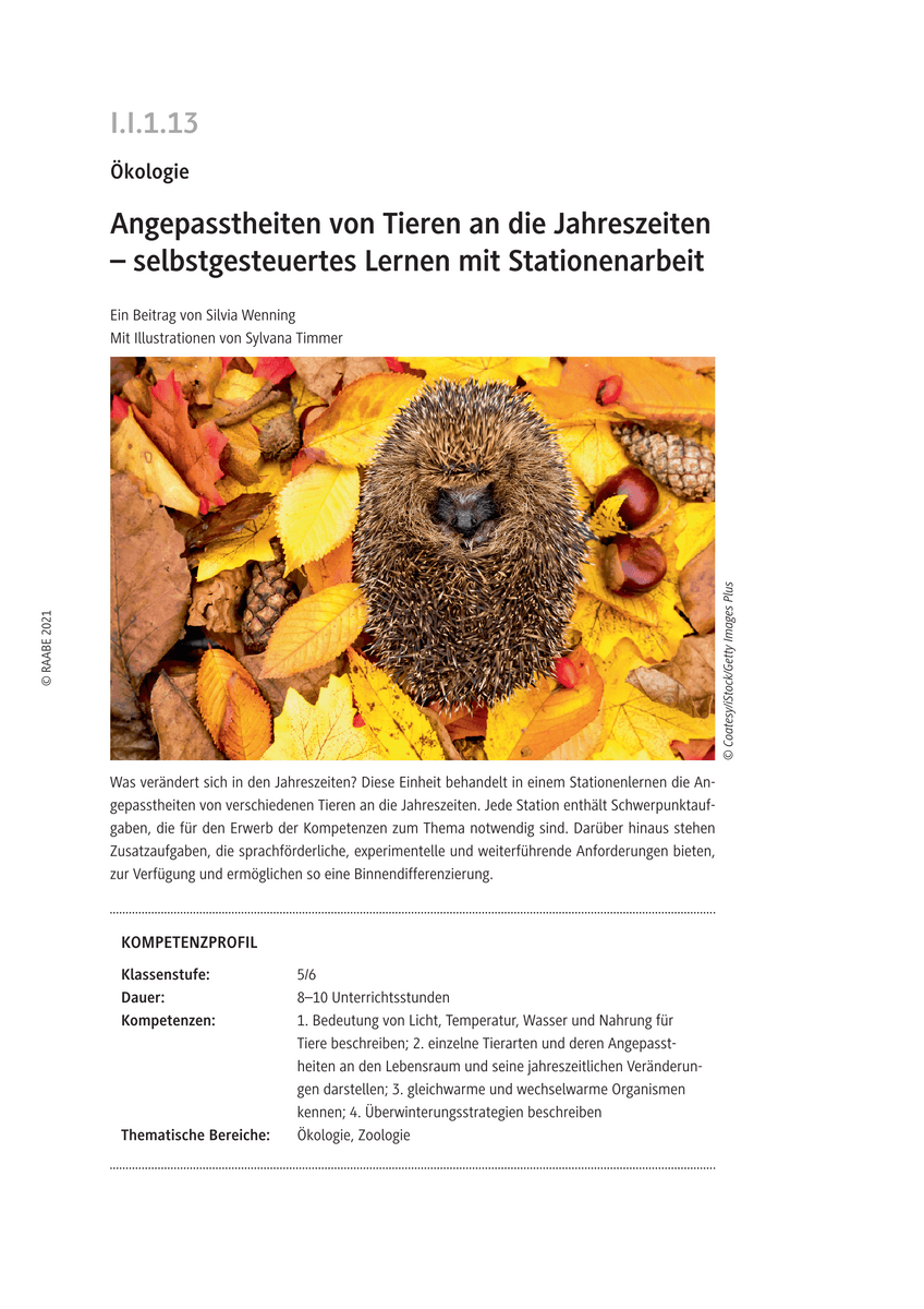 Angepasstheiten von Tieren an die Jahreszeiten