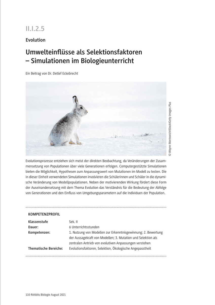 Umwelteinflüsse als Selektionsfaktoren
