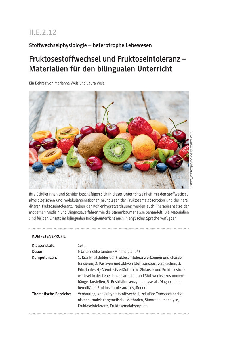 Fruktosestoffwechsel und Fruktoseintoleranz
