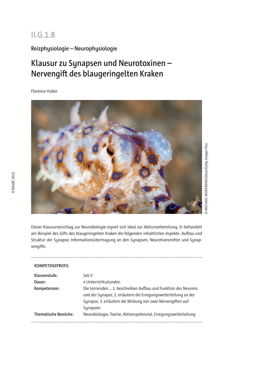 Klausur zu Synapsen und Neurotoxinen