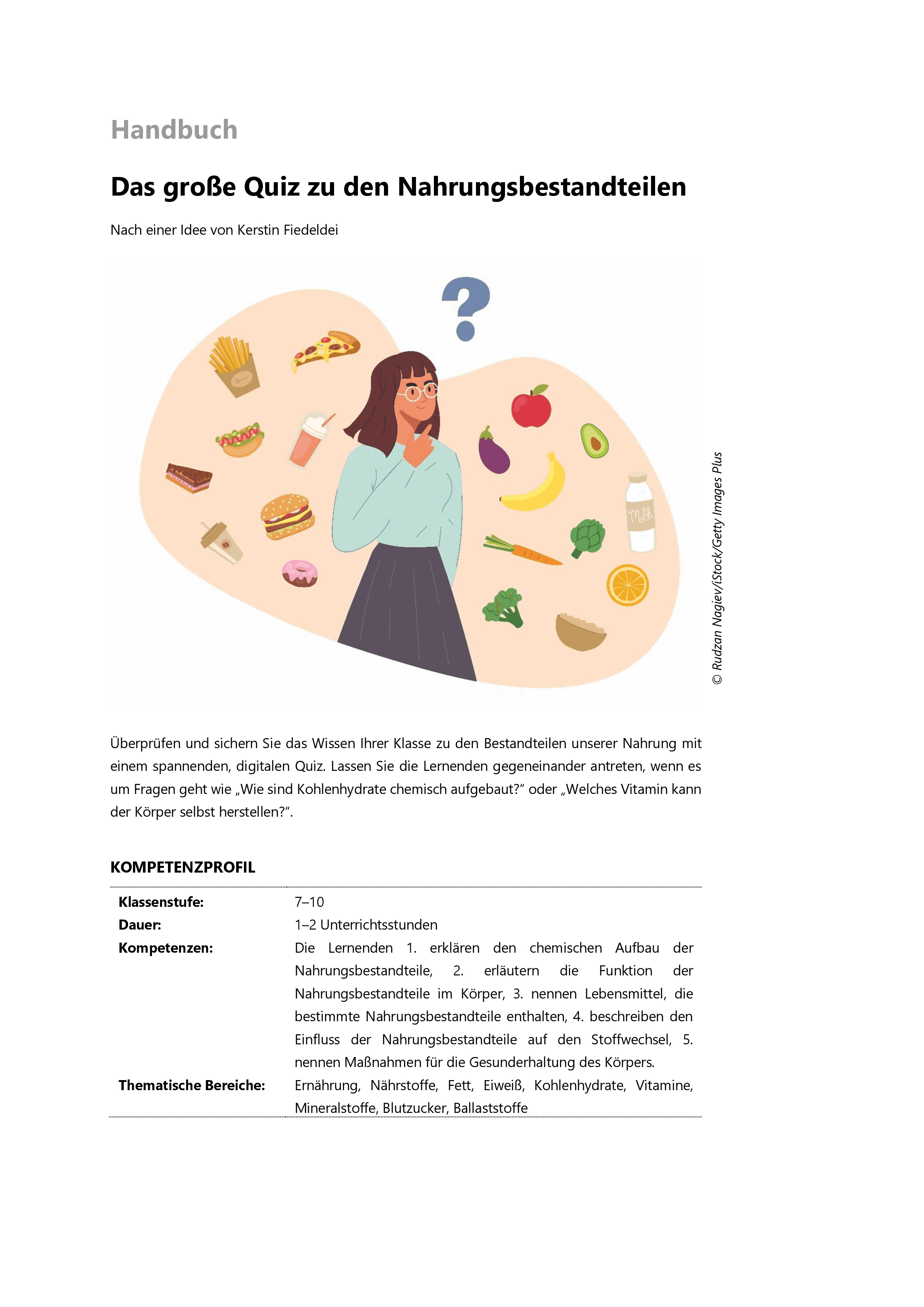Das große Quiz zu den Nahrungsbestandteilen