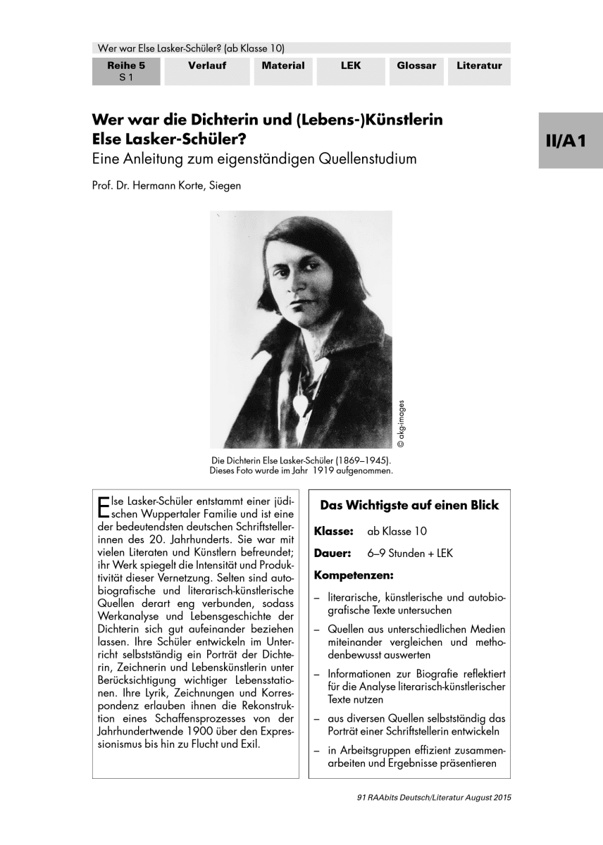 Wer war die Dichterin und (Lebens-)Künstlerin Else Lasker-Schüler?