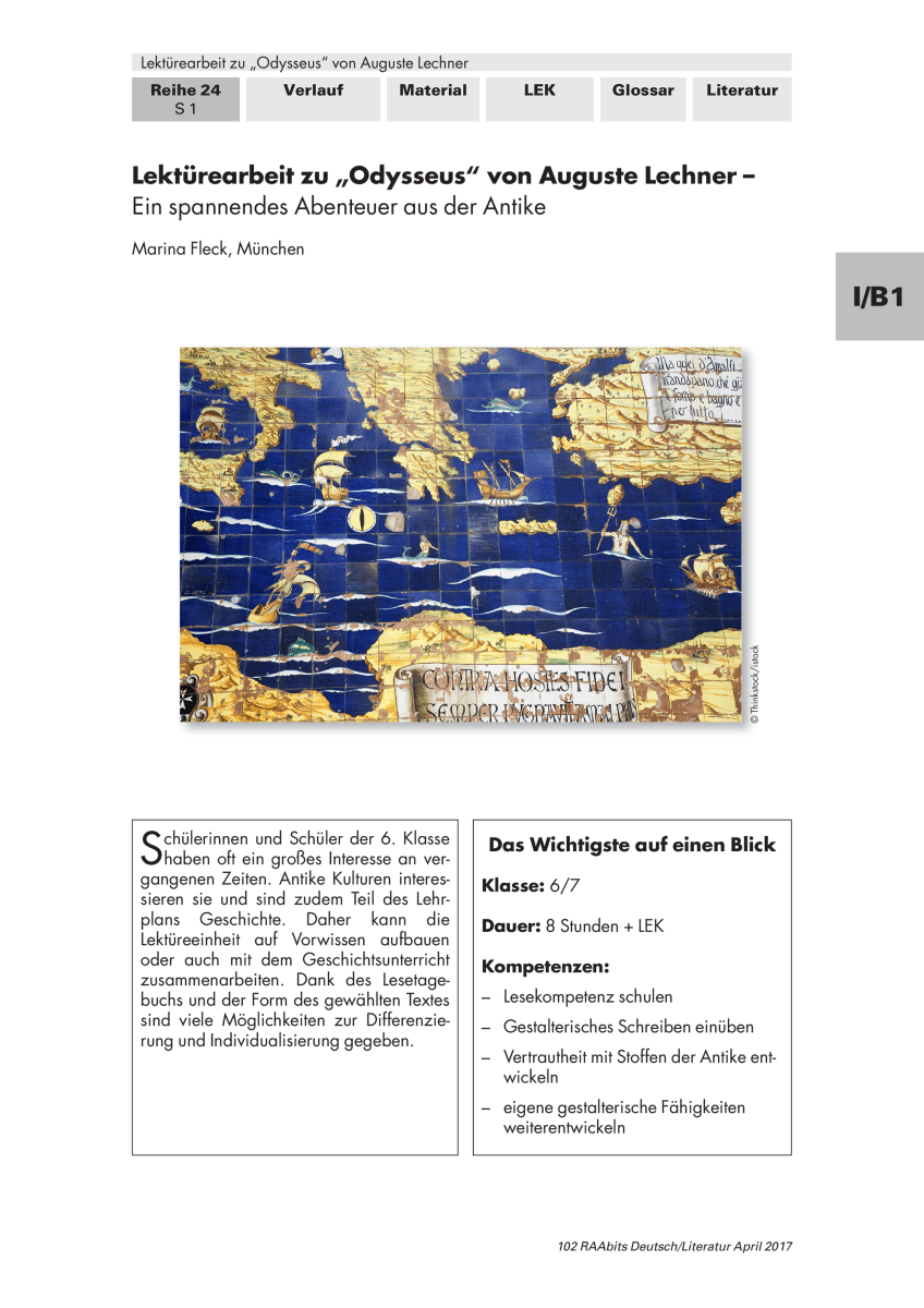 Lektürearbeit zu "Odysseus" von Auguste Lechner