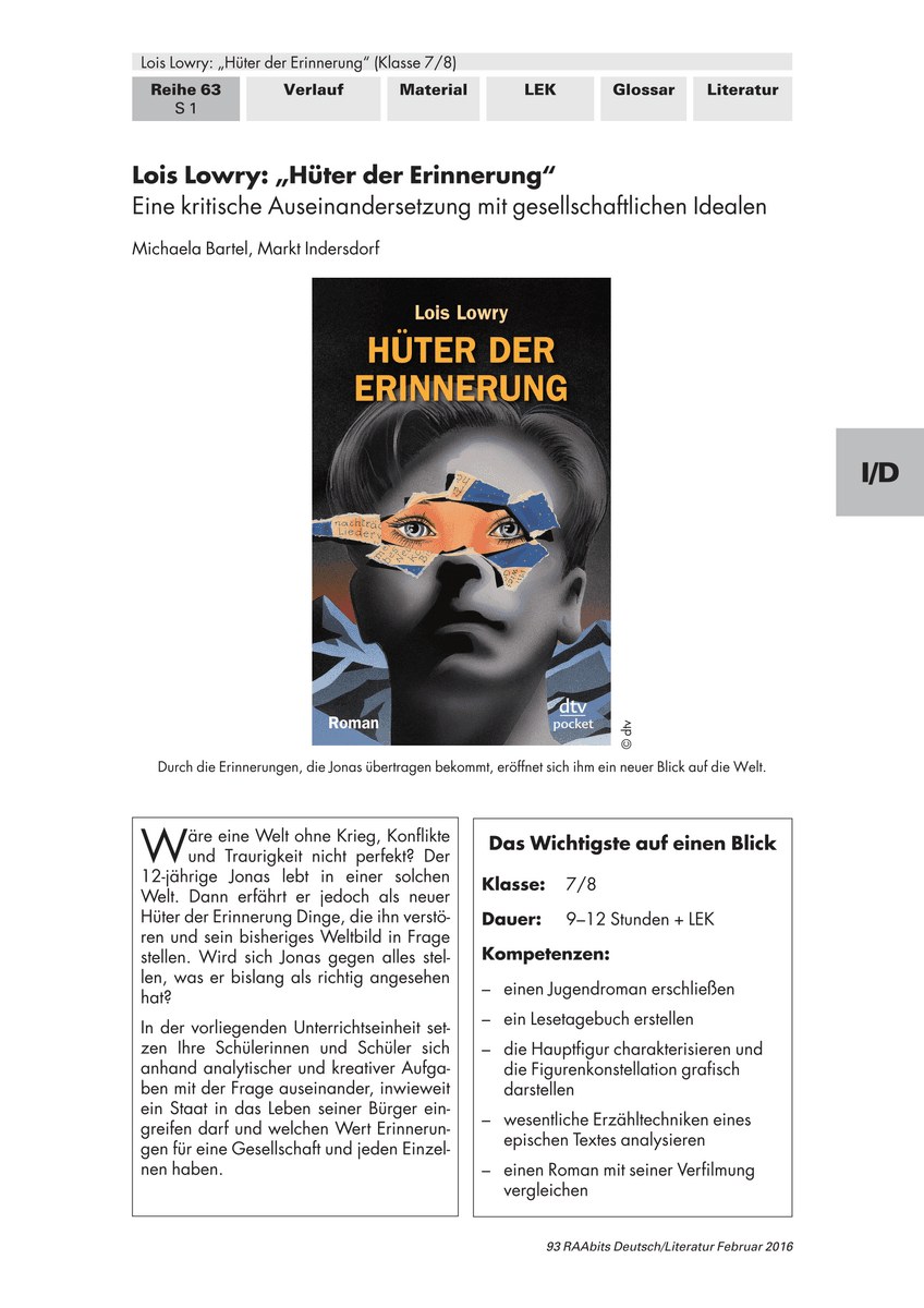 Lois Lowry: „Hüter der Erinnerung“