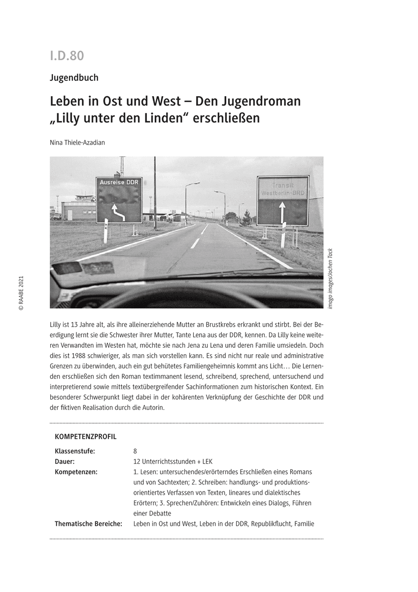Den Jugendroman „Lilly unter den Linden“ erschließen