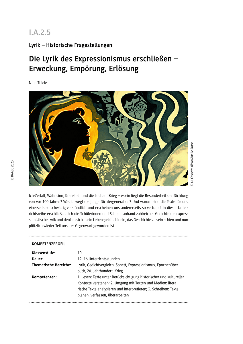Die Lyrik des Expressionismus erschließen