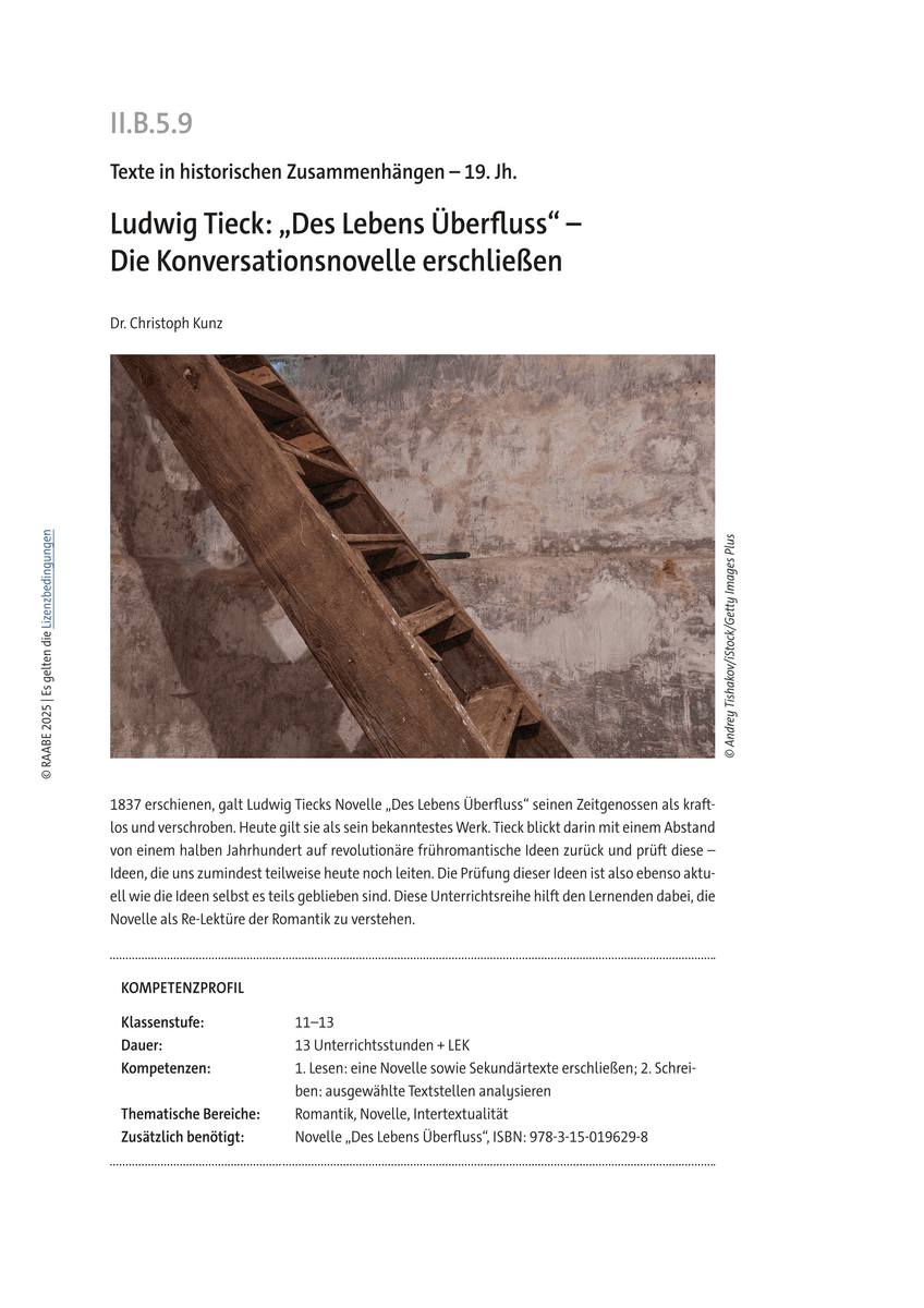 Ludwig Tieck: „Des Lebens Überfluss“