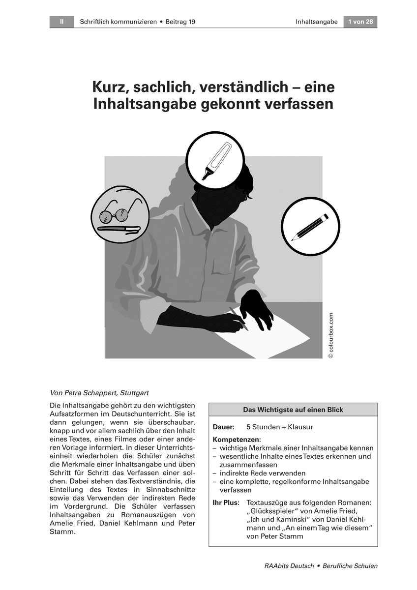 Eine Inhaltsangabe gekonnt verfassen