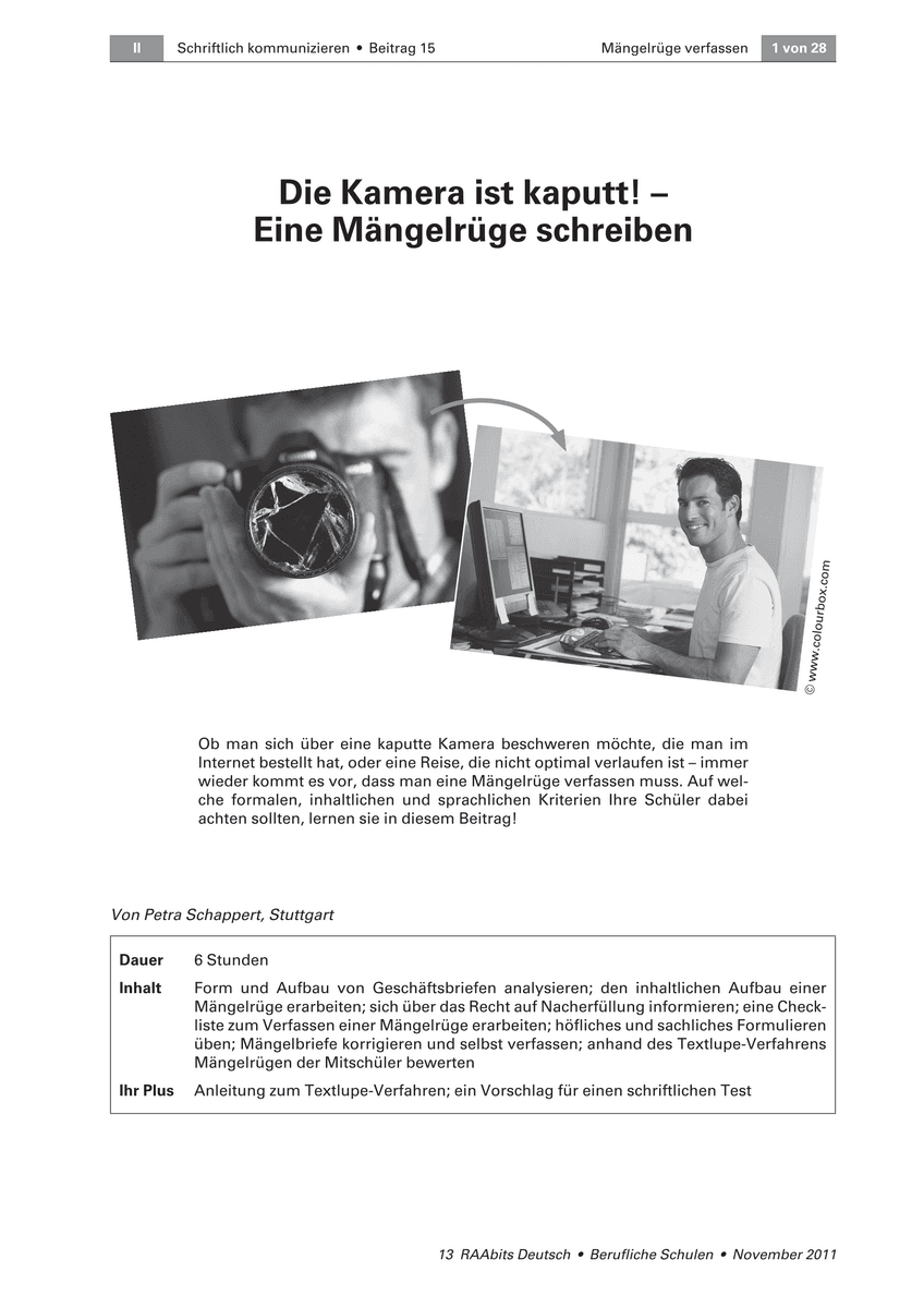 Eine Mängelrüge schreiben