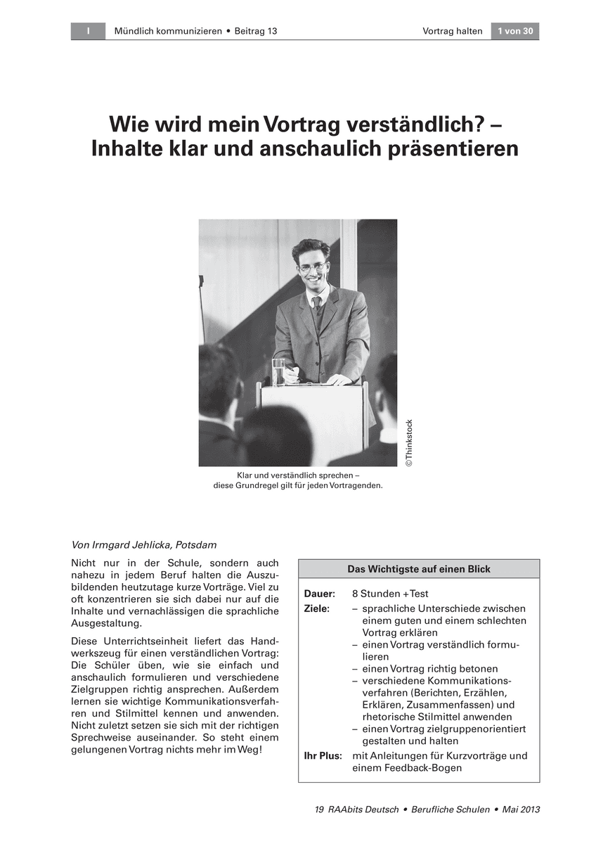 Wie wird mein Vortrag verständlich?