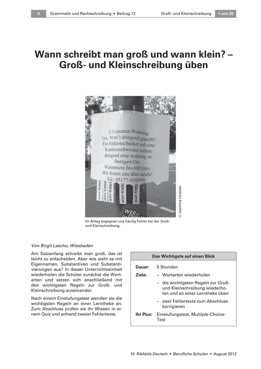 Wann schreibt man groß und wann klein?