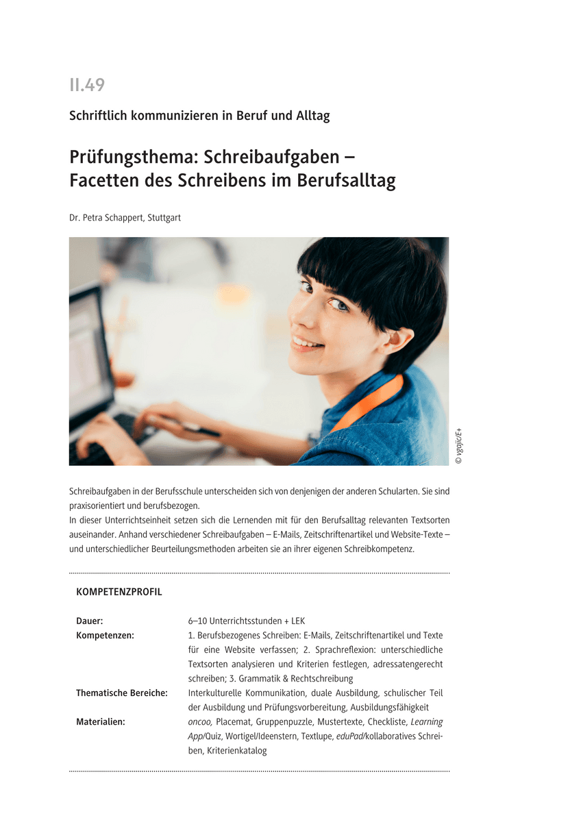 Prüfungsthema: Schreibaufgaben
