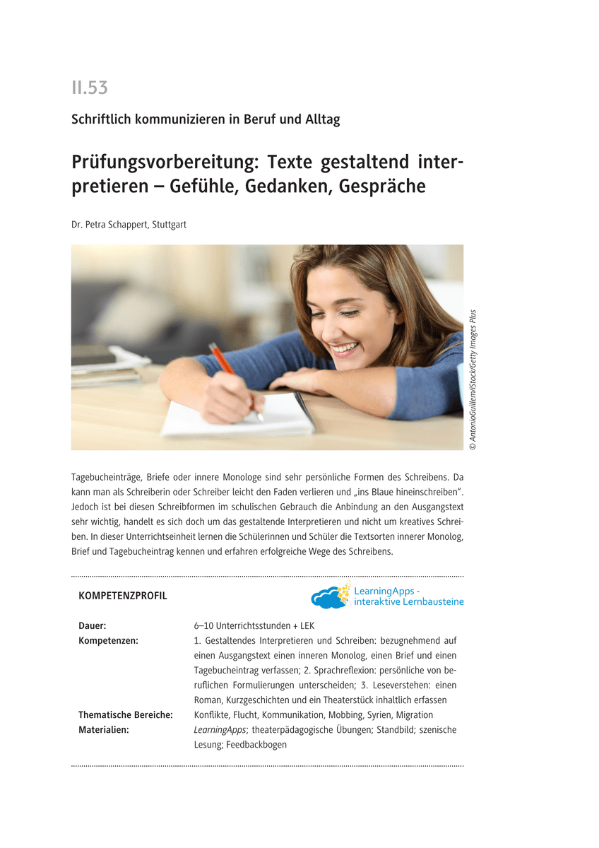 Prüfungsvorbereitung: Texte gestaltend interpretieren