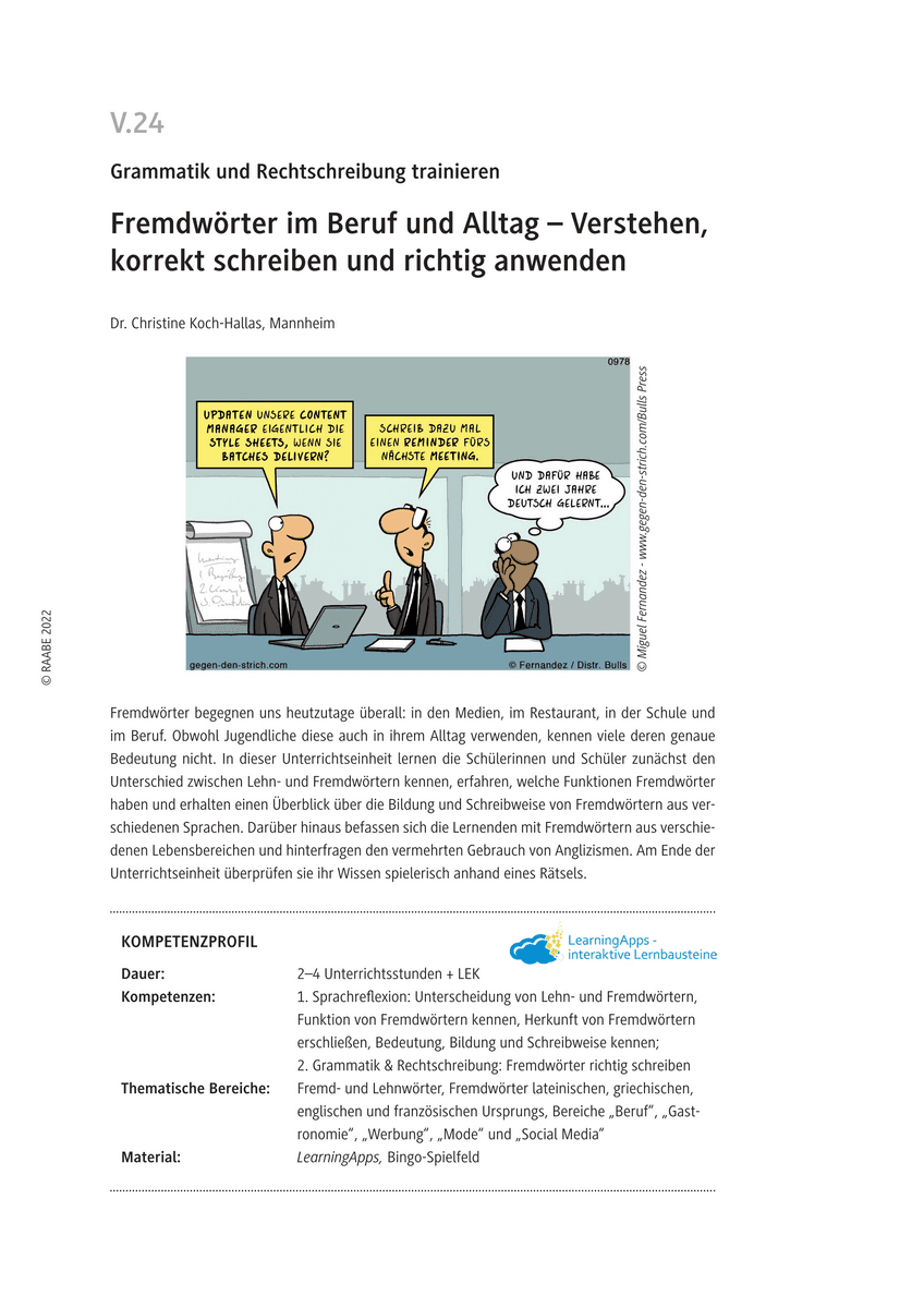 Fremdwörter im Beruf und Alltag