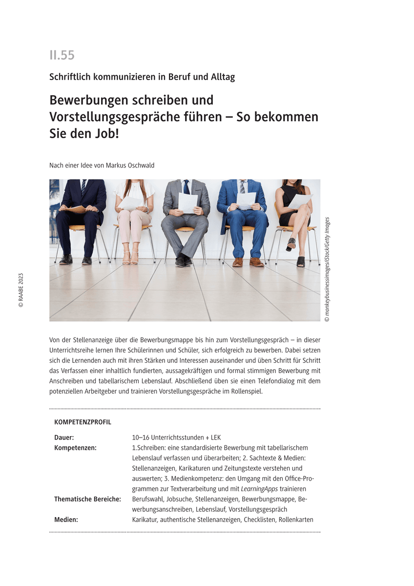 Bewerbungen schreiben und Vorstellungsgespräche führen